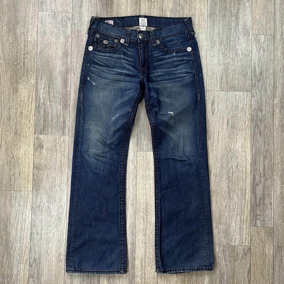 Pantalones de mezclilla True Religion Billy Super T 34 hechos en EE. UU. puntada en contraste acampanados Y2K para hombre Foto 2 de 4