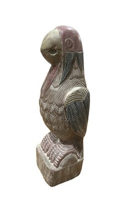 RARE VTG HAND CARVED WOODEN PARROT, CANADA 15''