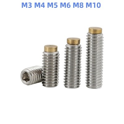 304 Stainless Steel Hexagon Socket Set Screws With Brass Dog Point M3 M4 M5-M12