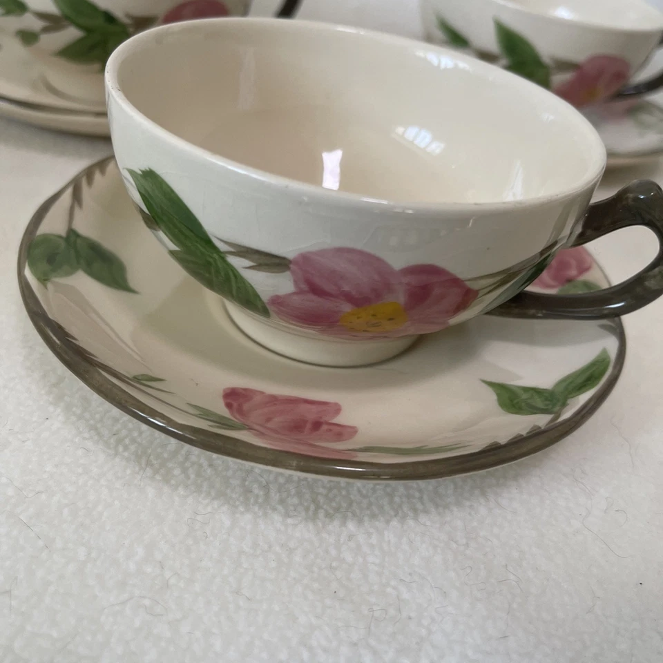 Juego de seis tazas y platillos de café vintage de té rosa del desierto franciscano Foto 4 de 4