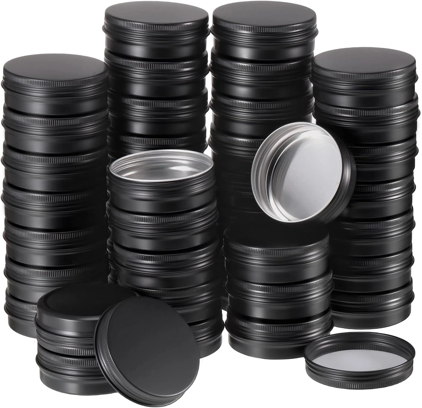 Therwen 96 Pcs Aluminum Tin Jars Containers Metal Leak Proof Cosmetic Tin Jars C