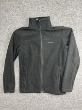 Columbia Fleece Jacket Womens Small Black Full Zip Stand Collar Pockets Outdoor