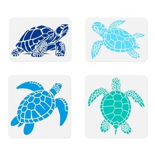 4Pcs Sea Turtle Wall Stencil Templates Reusable Plastic Turtle Pattern Stenci...