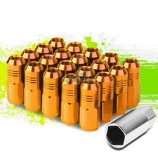 JDM ALUMINUM ORANGE M12X1.25 20MM OD CLOSED-END 50MM LUG NUTS 20PCS/SET+ADAPTER