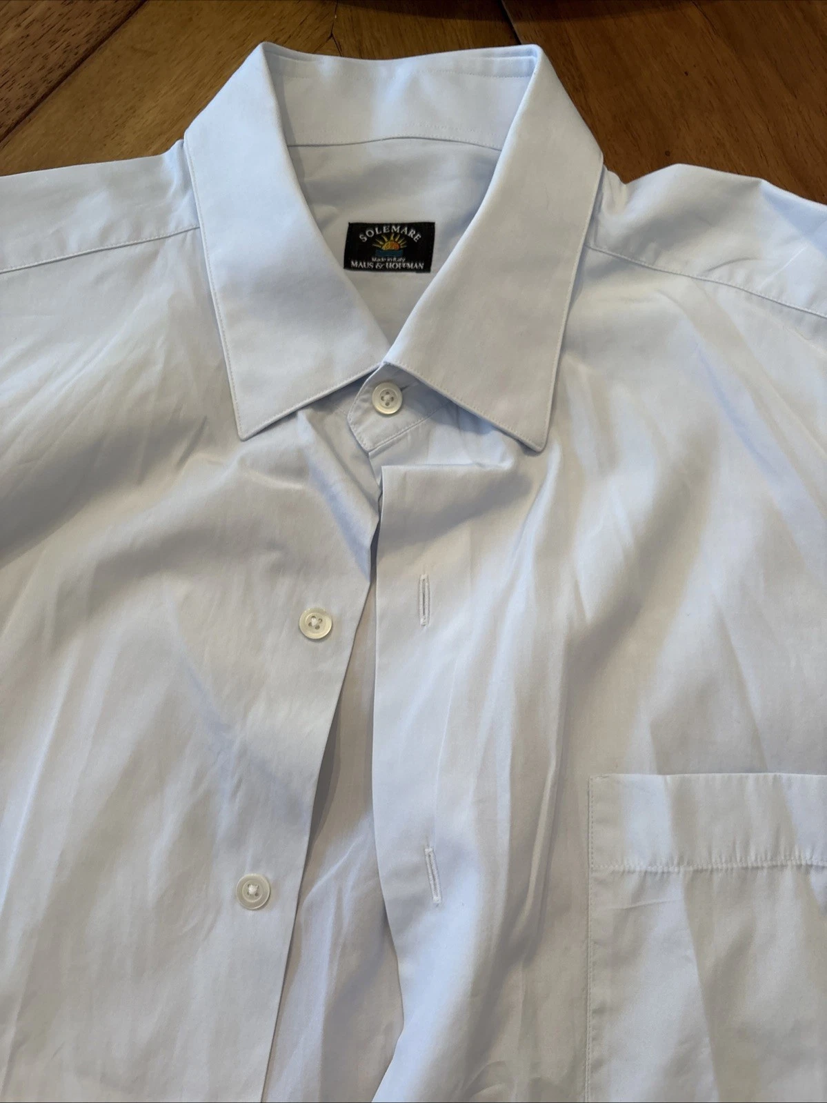 Solemare Maus & Hoffman Shirt Men's 16 1/2 42 Very Light Blue Italy Button Up