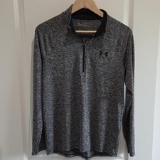 Under Armour Men's HeatGear 1/4 Zip Mock Neck Long Sleeve Heather Gray Top S