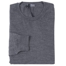 Drumohr Gray Lightweight Superfine 140s Merino Wool Sweater Slim XL (Eu 54) NWT