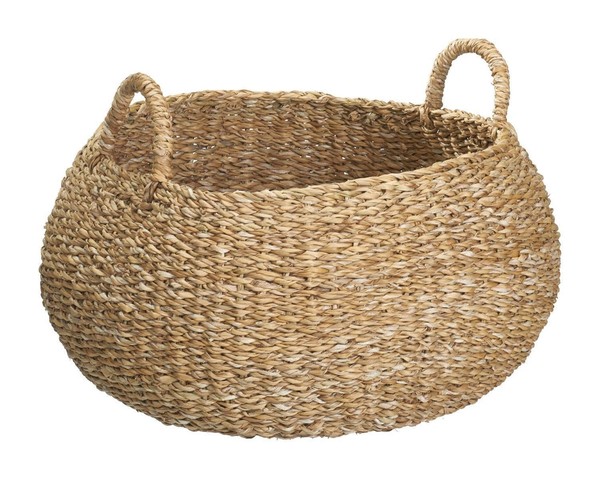 Aufbewahrungskorb Zeitungskorb Dekokorb Mit Griffe Seegras Braun Ø 40 X H 30 Cm-image