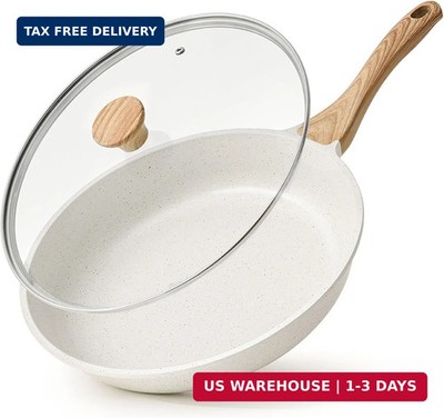SENSARTE Nonstick Ceramic Frying Pan with Lid 8/9.5/10/11/12.5 Inch Omelet Pan S