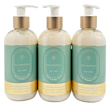 NEW Bath  Body Works Lot 3 Bottles Aroma Eucalyptus Moisturizing Lotion 8.4 oz