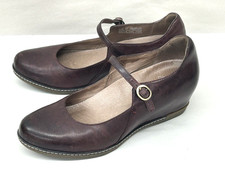 Dansko Loralie Mary Jane Brown Leather Hidden Wedge Women's EU 37 US 6.5