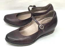 Dansko Loralie Mary Jane Brown Leather Hidden Wedge Women's EU 37 US 6.5