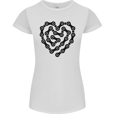 Heart Bike Chain Cycling Biker Motorbike Damen Petite Cut T-Shirt
