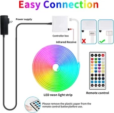 32.8ft LED neon Lights with Remote APP Control IP65 Waterproof Flexible Neon Str
