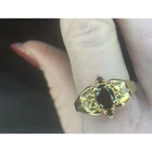 New ListingVintage “14K” Lind Garnet Color & “Diamond” Ring - Size Unknown Costume Jewelry