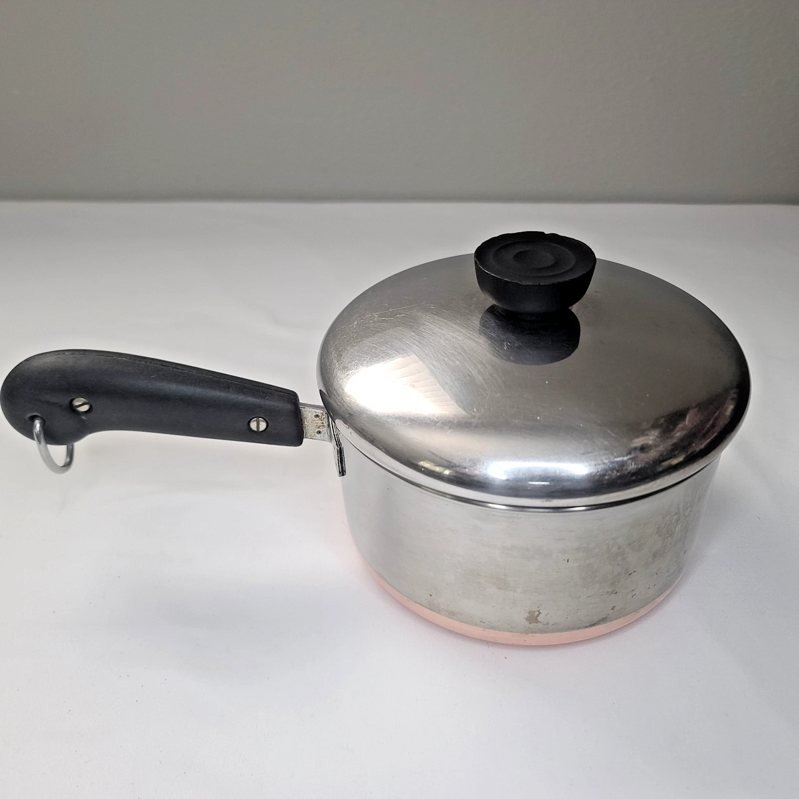 VTG.Pre1963 REVERE WARE 1801 RIVERSIDE 1½ Qt Copper Bottom Sauce Pan Pot W/ Lid