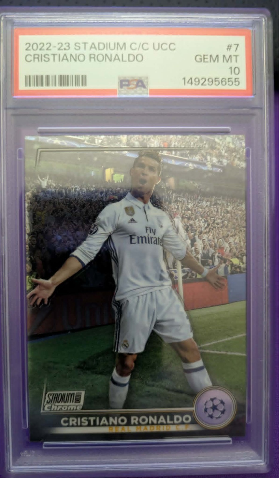 2022-23 Stadium Club Chrome UCC Cristiano Ronaldo #7 PSA 10 Gem Mint