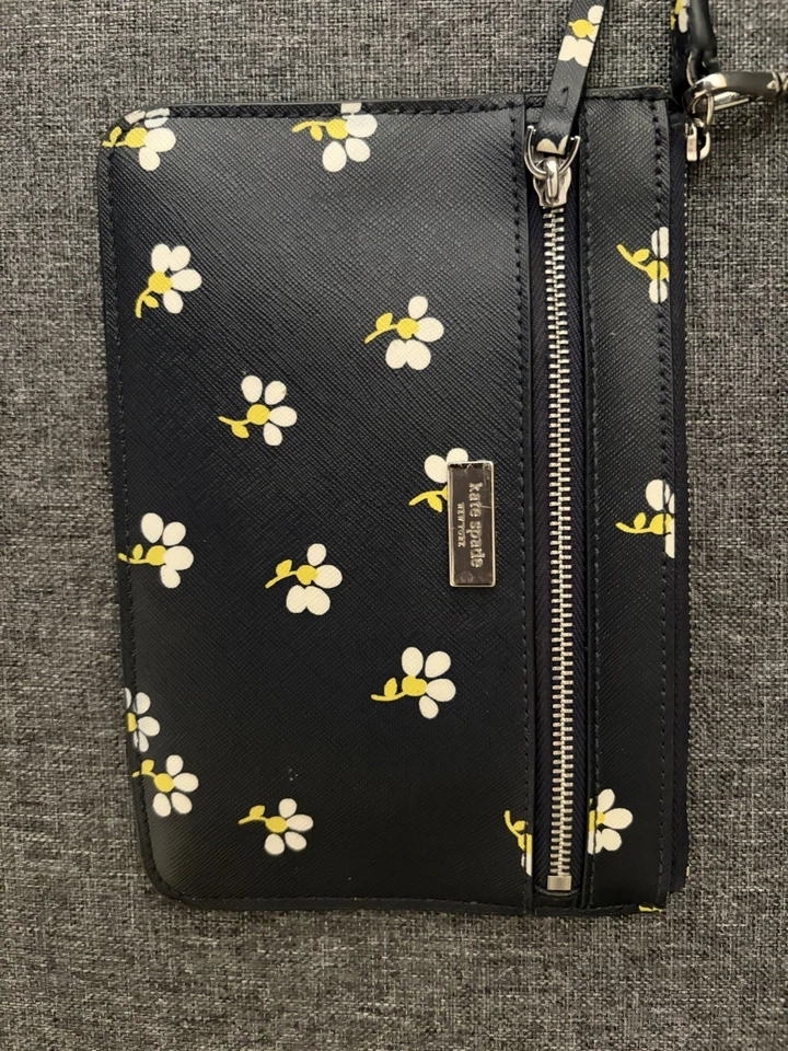 Cartera monedas Kate Spade flor. Blanco/Amarillo Foto 4 de 4