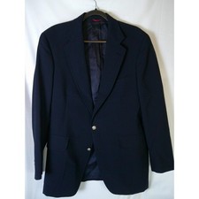 VTG Jos A Bank Executive Collection Navy Blue 100 Wool Blazer Gold Button 46R