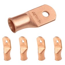 SELTERM 5pcs 2/0 AWG 1/4" Stud Copper Wire Lugs, Ring Terminals, Battery Cabl...