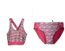 Bobbie Brooks Girls Pink  Multicolor Two-Piece Swimsuit Size M 7/8 