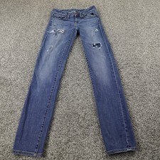American Eagle Jeans Womens 2 Dark Blue Denim Pants Low Rise Skinny Stretch Flex