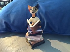 Goebel Rosina Wachtmeister Abstract Cat Figurine ~Italo sitting on books