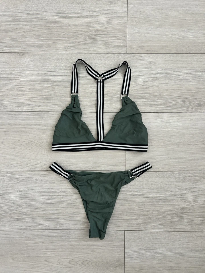 Mikoh Monterey Bikini Top & Rosa Bikini Bottom Set in Wakame. Size Large - Image 2 of 4