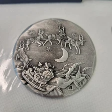 Vtg Wendell August Forge 2002 Aluminum Ornament Midnight Flight sleigh Christmas