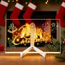 LED Acrylic Dry Erase Board-11.8" X 7.9" Illuminated Graffiti Message Board