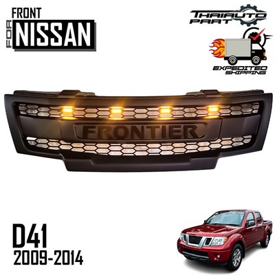 Für Navara Frontier Matt Schwarz Frontgrill US Version 2010-15 Bernstein LED