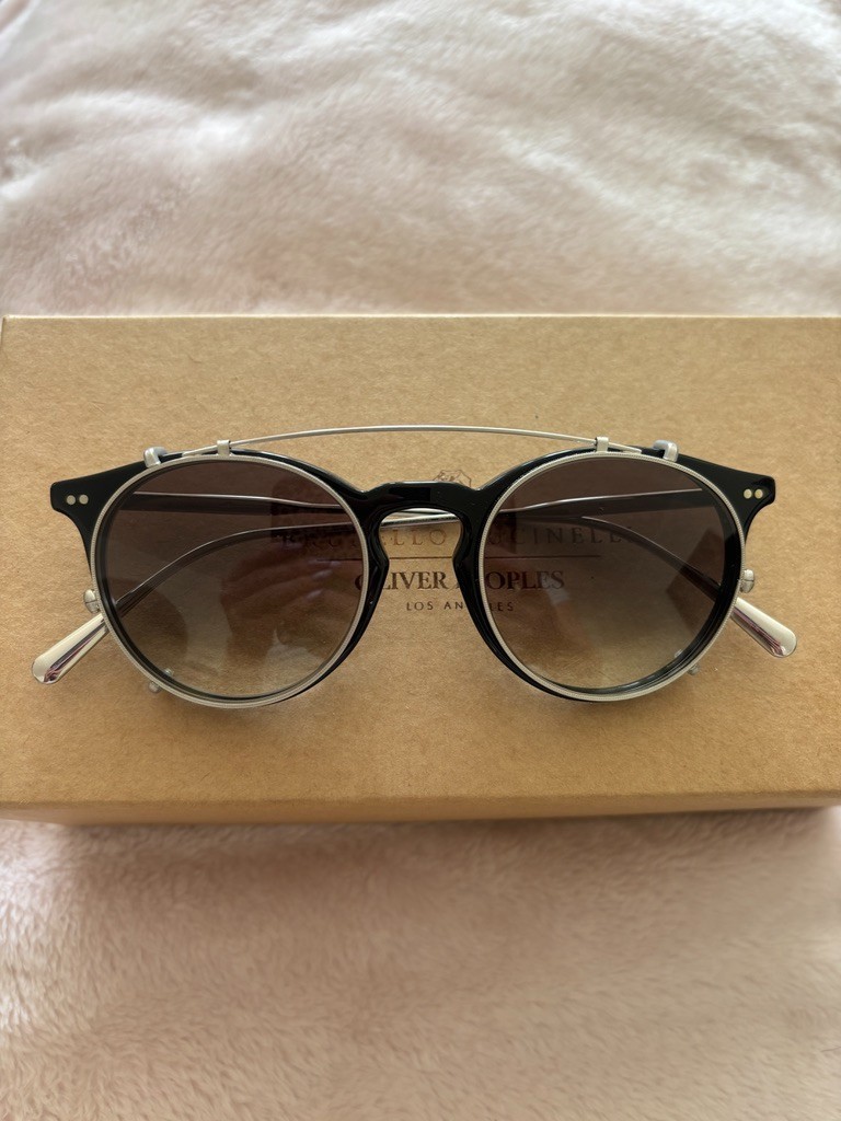 Brunello Cucinelli Oliver Peoples Sunglasses, Black and Silver