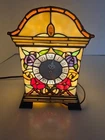 Tiffany Style  STAINED GLASS TABLE CLOCK LAMP  Vintage Look.