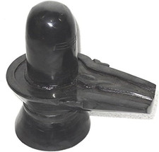 Shiva Lingam Shivling Statue 3.3" Inch - Black Stone Marble Handmade Hindu Worsh
