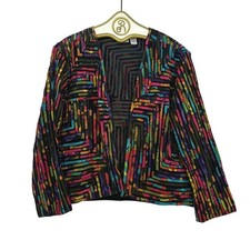Chico's Open Front Jacket MEDIUM Multicolor Abstract Vintage y2k Festival Artsy