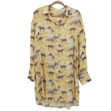 Jane + Delancey Cheetah Dress Women 2X Yellow Safari Resort Boho Retro Eclectic