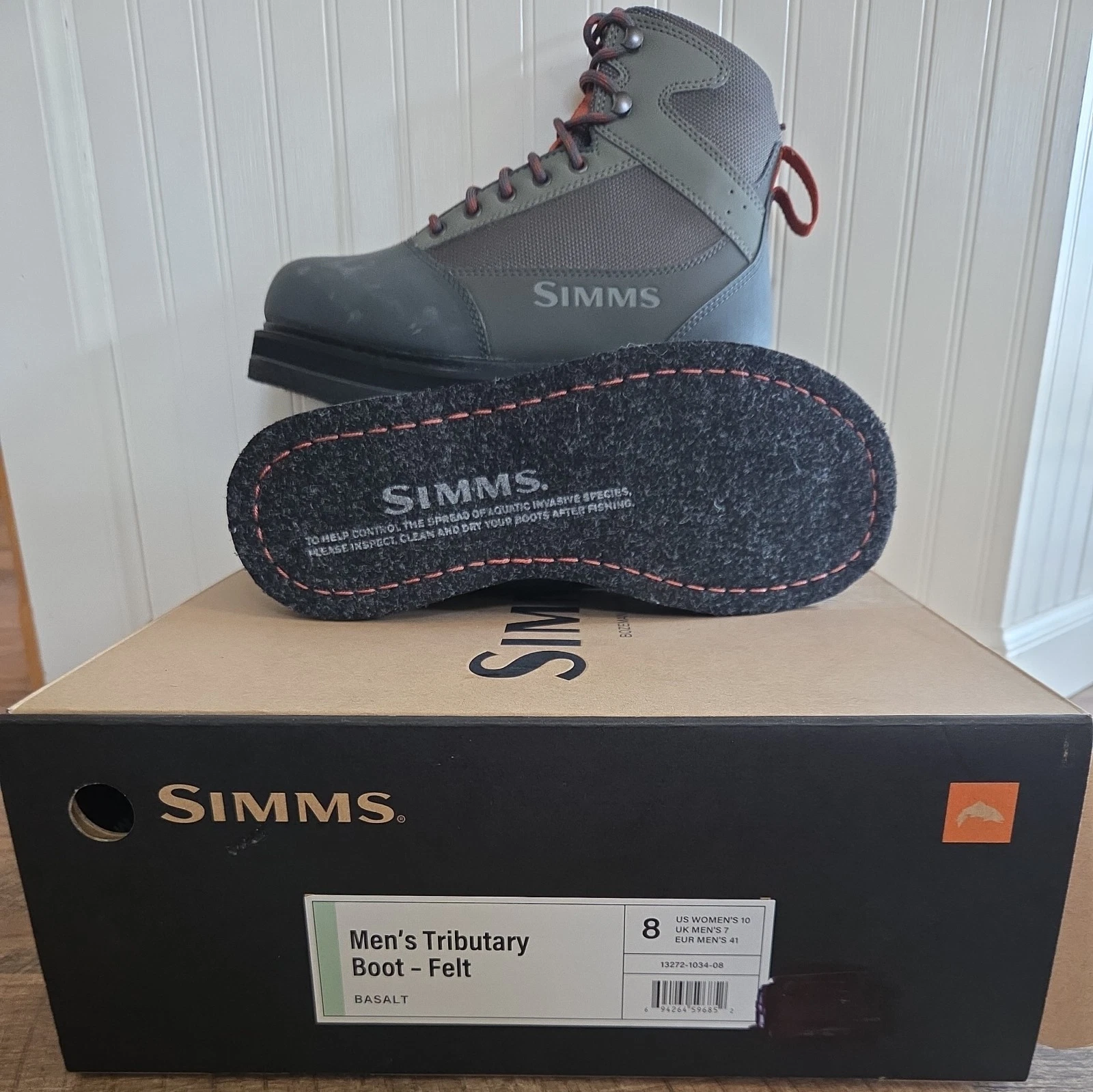 Simms Tributary Felt Sole Fishing Wading Boots - Men’s 8 Women's 10 - New