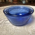 Anchor Hocking Vtg Ovenware Set of 3 Cobalt Blue Glass Mixing Nesting Bowls