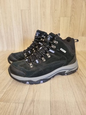 Skechers Trego Alpine Trail Wanderschuhe Damengröße 8 schwarz Leder wasserdicht