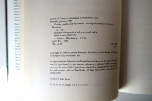 Cranks, Quarks, And The Cosmos By Jeremy Bernstein Hardcover w/Dustjacket 1993 - Imagen 9 de 11