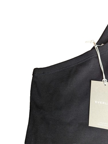 Everlane Tank Top Womens Small Crop Black The Ribbed One Shoulder Organic   - Picture 2 of 10