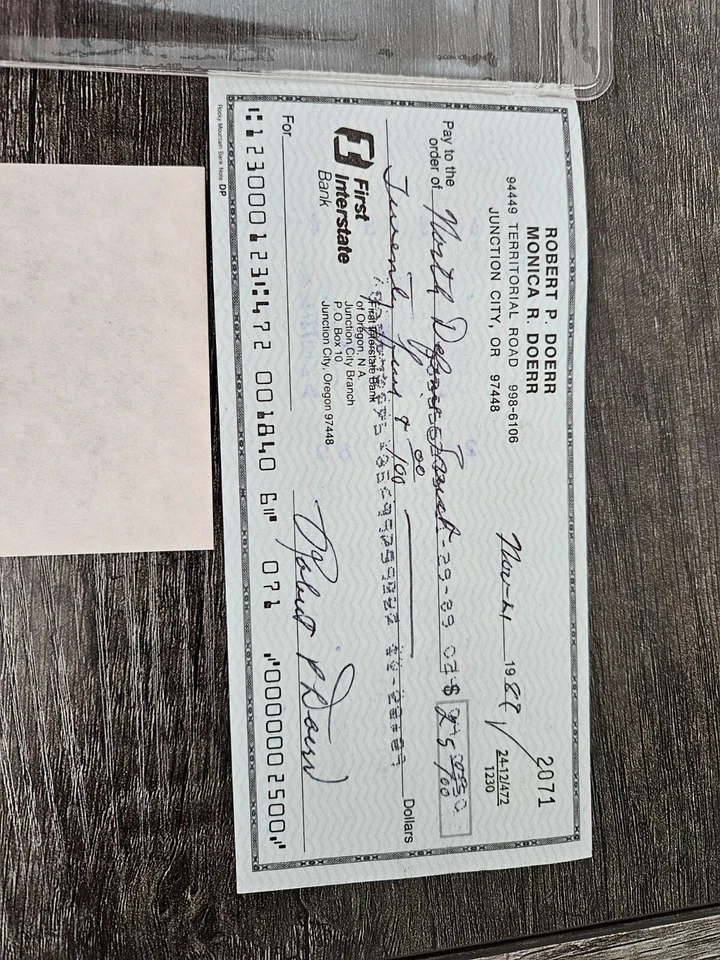 Bobby Doerr Boston Red Sox Signed Bank Check - Image 3 of 4