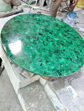 "Tavolo da pranzo rotondo in pietra preziosa malachite - arredo e arredamento moderno centro ufficio"