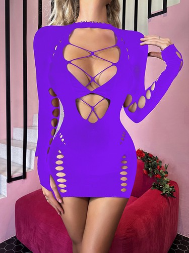 US Women Mini Dress Fishnet Nightwear See-Through Clubwear Bodycon Bodysuit Mesh - Picture 53 of 78