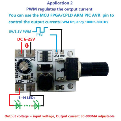 1X DC 6-24V 20W Adjustable Brightness LED Driver PWM Controller DC-DC Step-down