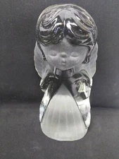 VINTAGE 7.5" Viking HAND MADE Crystal Young Girl Bookend Paperweight