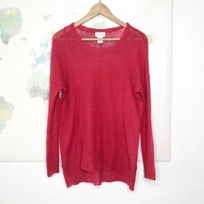 Soft Surroundings Sweater Top XS Pullover Red Open Knit Lightweight Mohair Blend