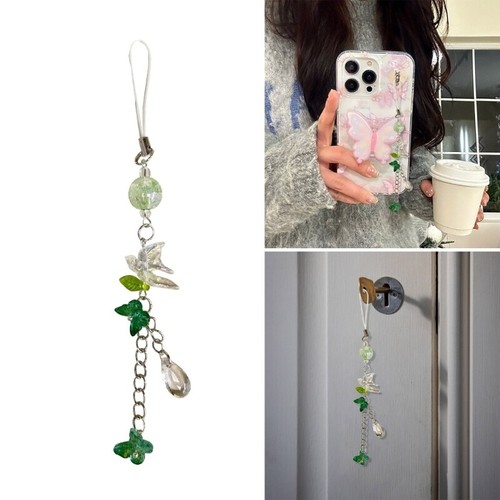Fashionable Phone Charm Green Butterfly and Swallow Keychain Colorful Keyring - Zdjęcie 2 z 8