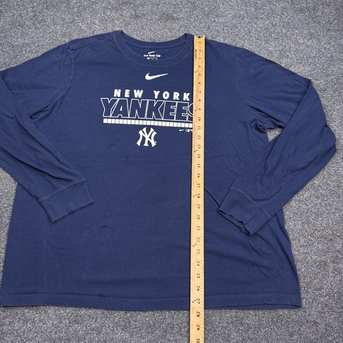 T-shirt Nike x New York Yankees manica lunga uomo taglia XL blu quadri centrali - Foto 7 di 11