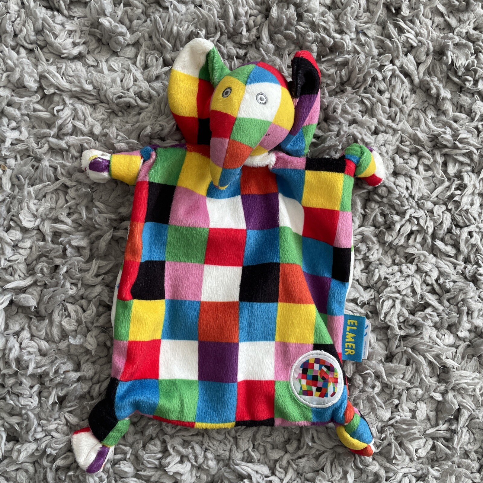 Rainbow Designs Elmer The Elephant Comfort Blanket Rattle Plush Soft Toy